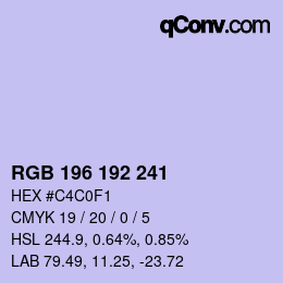 カラーコード: RGB 196 192 241 | qconv.com