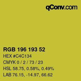 カラーコード: RGB 196 193 52 | qconv.com