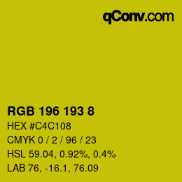 颜色代码: RGB 196 193 8 | qconv.com