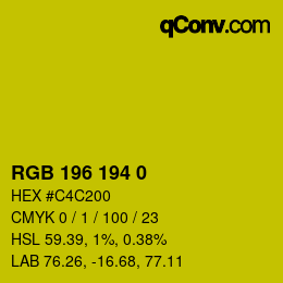 カラーコード: RGB 196 194 0 | qconv.com