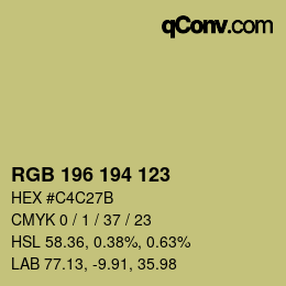 Color code: RGB 196 194 123 | qconv.com