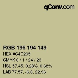 Color code: RGB 196 194 149 | qconv.com