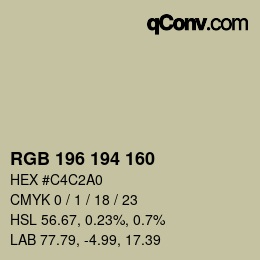 Farbcode: RGB 196 194 160 | qconv.com