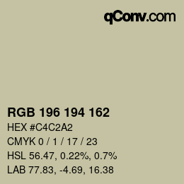 Color code: RGB 196 194 162 | qconv.com