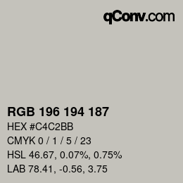 Código de color: RGB 196 194 187 | qconv.com