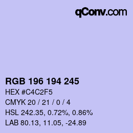 Farbcode: RGB 196 194 245 | qconv.com