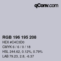 Farbcode: RGB 196 195 208 | qconv.com