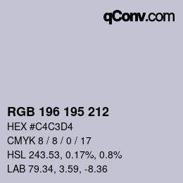 Color code: RGB 196 195 212 | qconv.com