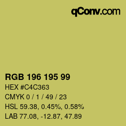 カラーコード: RGB 196 195 99 | qconv.com