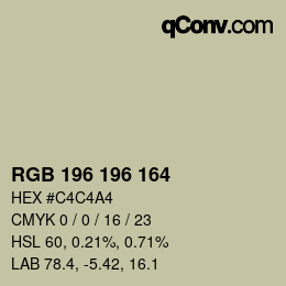 Color code: RGB 196 196 164 | qconv.com