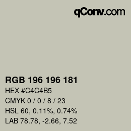 Color code: RGB 196 196 181 | qconv.com