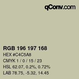 Código de color: RGB 196 197 168 | qconv.com