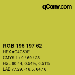 カラーコード: RGB 196 197 62 | qconv.com