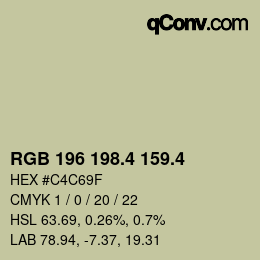カラーコード: RGB 196 198.4 159.4 | qconv.com
