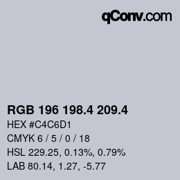 カラーコード: RGB 196 198.4 209.4 | qconv.com