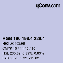 カラーコード: RGB 196 198.4 229.4 | qconv.com
