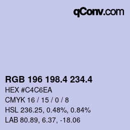 カラーコード: RGB 196 198.4 234.4 | qconv.com