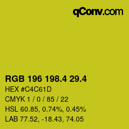 カラーコード: RGB 196 198.4 29.4 | qconv.com