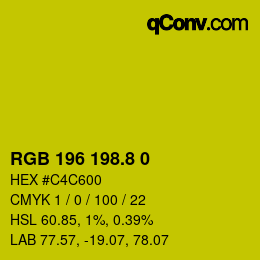 カラーコード: RGB 196 198.8 0 | qconv.com