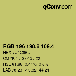 カラーコード: RGB 196 198.8 109.4 | qconv.com