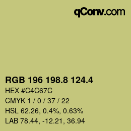 カラーコード: RGB 196 198.8 124.4 | qconv.com