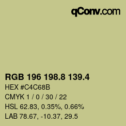 カラーコード: RGB 196 198.8 139.4 | qconv.com