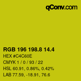 カラーコード: RGB 196 198.8 14.4 | qconv.com