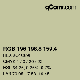 カラーコード: RGB 196 198.8 159.4 | qconv.com