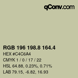 カラーコード: RGB 196 198.8 164.4 | qconv.com