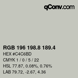 カラーコード: RGB 196 198.8 189.4 | qconv.com