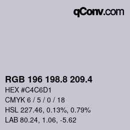 カラーコード: RGB 196 198.8 209.4 | qconv.com