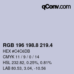 カラーコード: RGB 196 198.8 219.4 | qconv.com