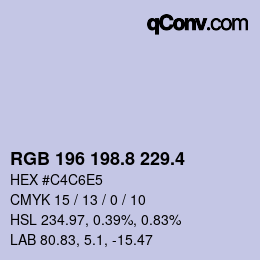 カラーコード: RGB 196 198.8 229.4 | qconv.com