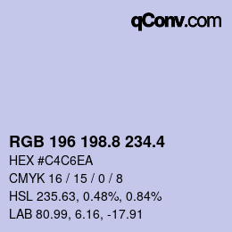 カラーコード: RGB 196 198.8 234.4 | qconv.com
