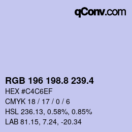 カラーコード: RGB 196 198.8 239.4 | qconv.com