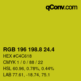 カラーコード: RGB 196 198.8 24.4 | qconv.com