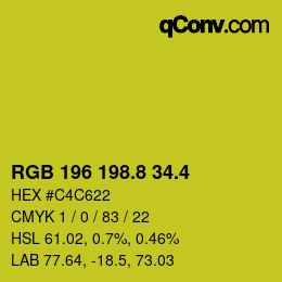 カラーコード: RGB 196 198.8 34.4 | qconv.com