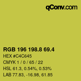 カラーコード: RGB 196 198.8 69.4 | qconv.com