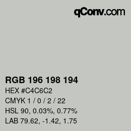 Color code: RGB 196 198 194 | qconv.com