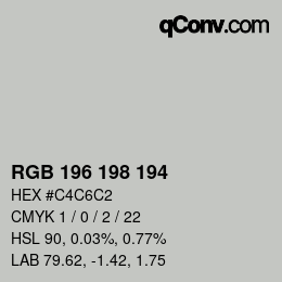 カラーコード: RGB 196 198 194 | qconv.com