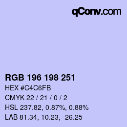Color code: RGB 196 198 251 | qconv.com