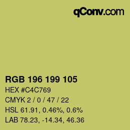 Color code: RGB 196 199 105 | qconv.com