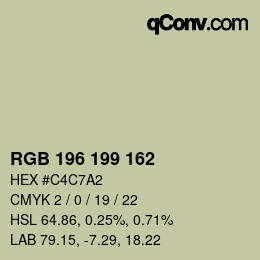 颜色代码: RGB 196 199 162 | qconv.com