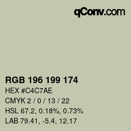 Color code: RGB 196 199 174 | qconv.com