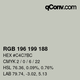 颜色代码: RGB 196 199 188 | qconv.com