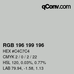 カラーコード: RGB 196 199 196 | qconv.com