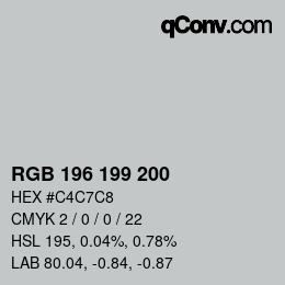 Color code: RGB 196 199 200 | qconv.com