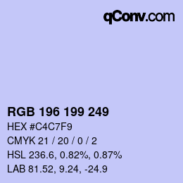 Color code: RGB 196 199 249 | qconv.com