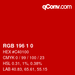 Color code: RGB 196 1 0 | qconv.com