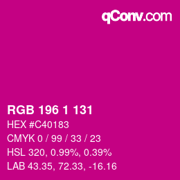 Color code: RGB 196 1 131 | qconv.com